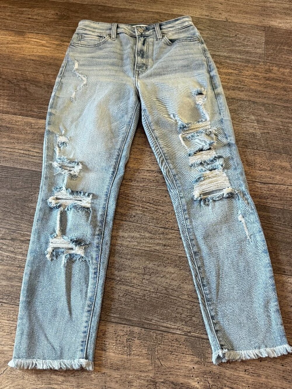 Eunina Ripped High Rise Mom Jean Cropped Jeans